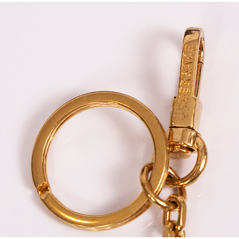 NEW $425 VERSACE RUNWAY Gold Tone Brass MEDUSA RIVET HORSESHOE Bag Fob KEYRING