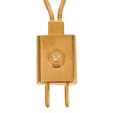 NEW $450 VERSACE RUNWAY GoldTone Metal MEDUSA LOGO Bag Fob POWER PLUG KEYRING