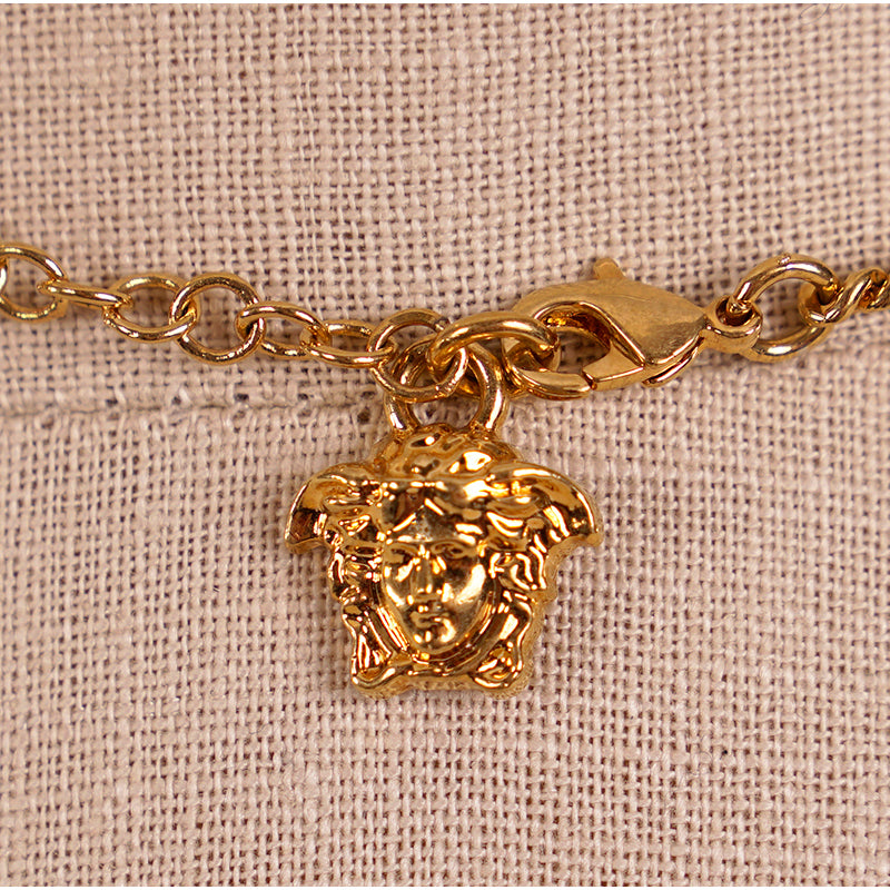 NEW $650 VERSACE Runway Gold Tone TRIBUTE Heart Pendant Curb Link NECKLACE NIB