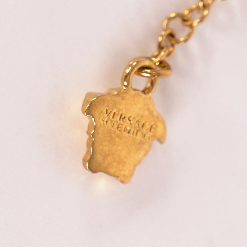 NEW $650 VERSACE Runway Gold Tone TRIBUTE Heart Pendant Curb Link NECKLACE NIB