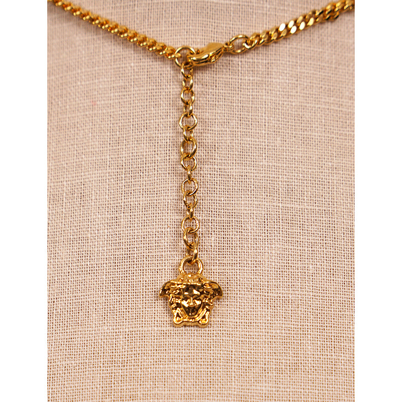 NEW $650 VERSACE RUNWAY Tribute WESTERN HORSESHOE MEDUSA LOGO Charm NECKLACE NIB