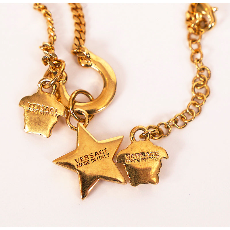 NEW $650 VERSACE RUNWAY Tribute WESTERN HORSESHOE MEDUSA LOGO Charm NECKLACE NIB