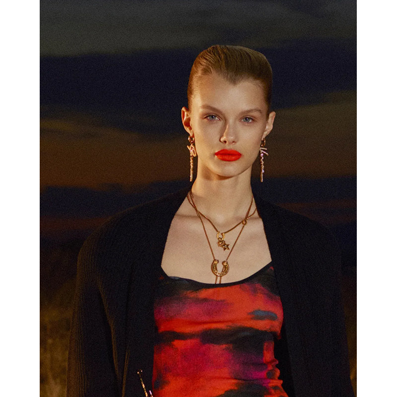 NEW $650 VERSACE RUNWAY Tribute WESTERN HORSESHOE MEDUSA LOGO Charm NECKLACE NIB