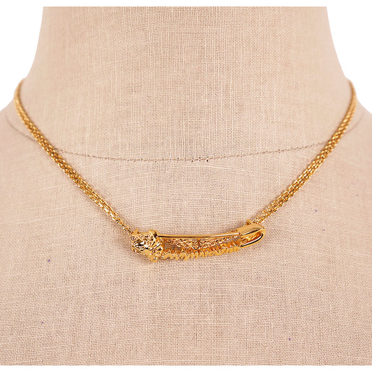 NEW $625 VERSACE TRIBUTE Gold Tone MEDUSA SAFETY PIN Charm Double Link NECKLACE