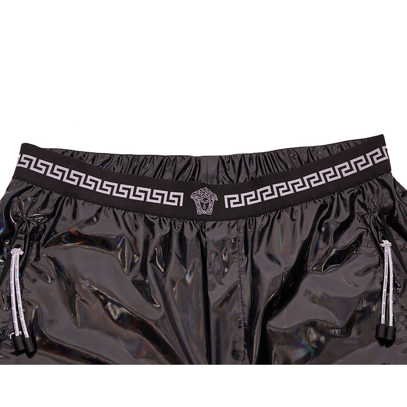 US M NEW $995 VERSACE Men's Active Performance Pro Black HOLOGRAHIC Track PANTS