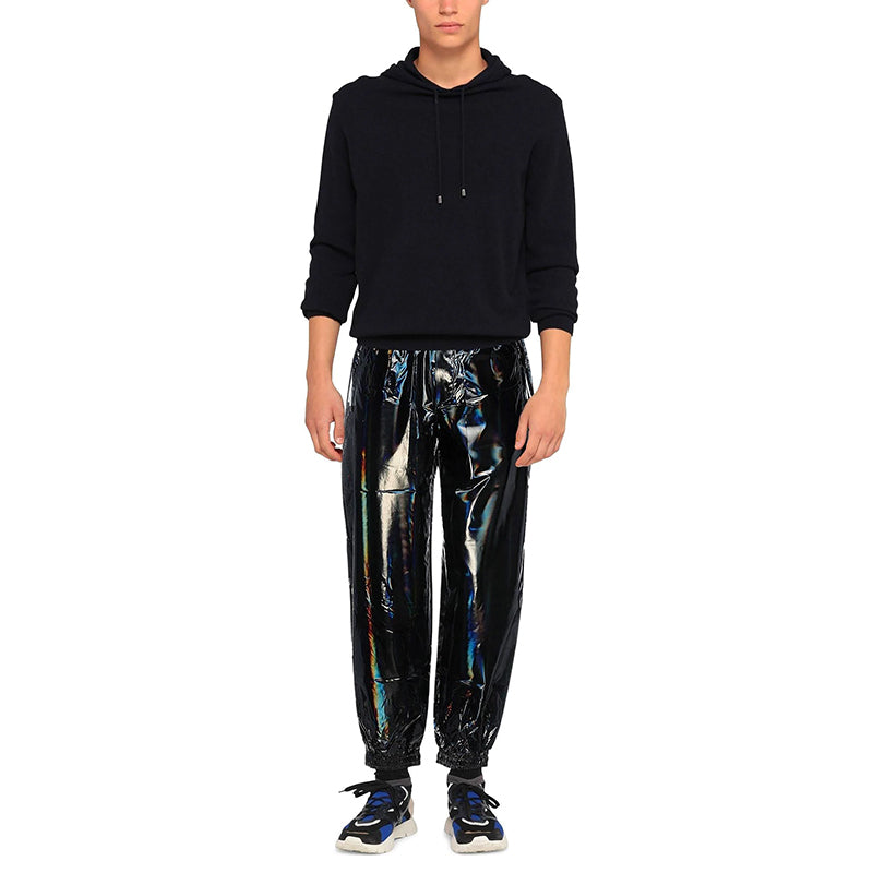 US M NEW $995 VERSACE Men's Active Performance Pro Black HOLOGRAHIC Track PANTS