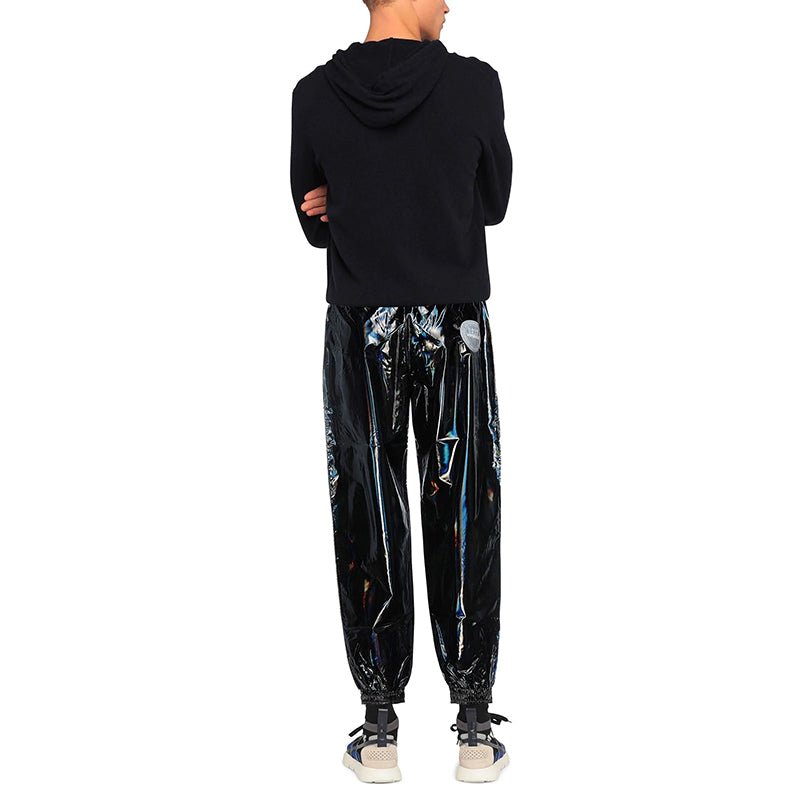 US M NEW $995 VERSACE Men's Active Performance Pro Black HOLOGRAHIC Track PANTS
