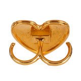 sz M NEW $395 VERSACE RUNWAY Gold tone Brass MEDUSA HEART Double Finger RING NIB
