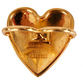 sz M NEW $395 VERSACE RUNWAY Gold tone Brass MEDUSA HEART Double Finger RING NIB