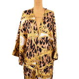 NEW $2195 VERSACE Unisex Barocco Animalier Belted Kimono SILK BATH Dressing ROBE