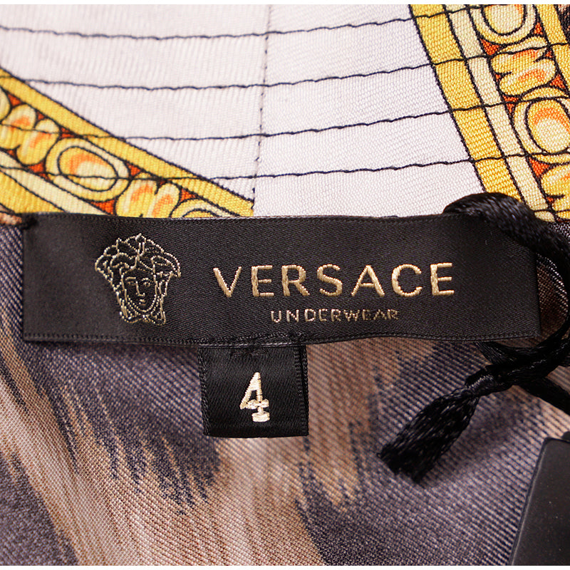 NEW $2195 VERSACE Unisex Barocco Animalier Belted Kimono SILK BATH Dressing ROBE