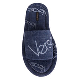 36 NEW $625 VERSACE Denim Cotton White LOGOMANIA Logo SLIDES Flat SANDALS