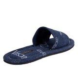36 NEW $625 VERSACE Denim Cotton White LOGOMANIA Logo SLIDES Flat SANDALS