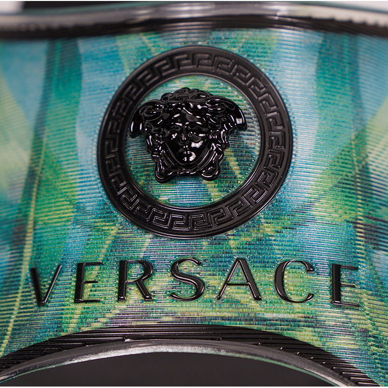 sz 37 NEW $975 VERSACE RUNWAY Green JUNGLE PRINT Medusa Logo SLIDE SANDALS NIB