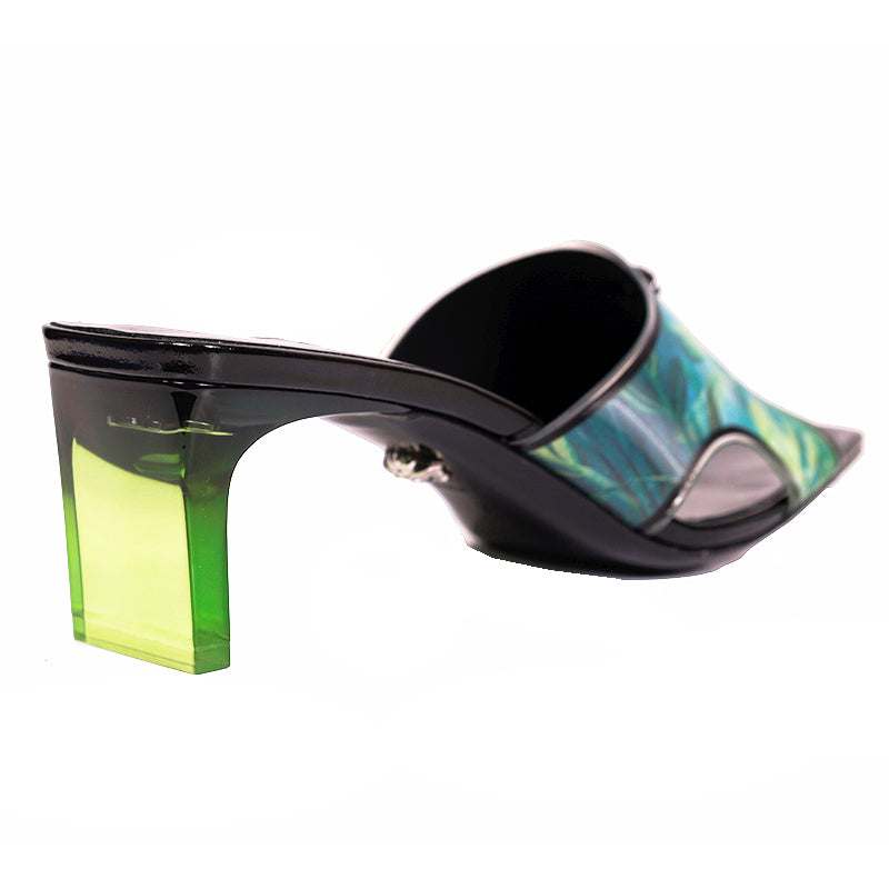 sz 37 NEW $975 VERSACE RUNWAY Green JUNGLE PRINT Medusa Logo SLIDE SANDALS NIB