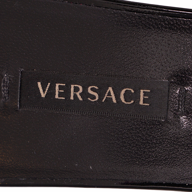 sz 37 NEW $975 VERSACE RUNWAY Green JUNGLE PRINT Medusa Logo SLIDE SANDALS NIB
