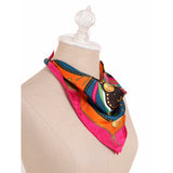 NEW $495 Versace Multicolored BAROCCO Western Print SCARF with Gold Logo Clasp