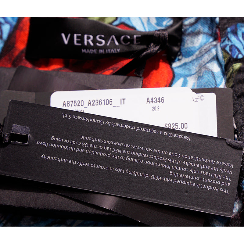 sz 38 NEW $825 VERSACE Red Blue Wool Check RUNWAY TWEED Wrap MEDUSA BUTTON SKIRT