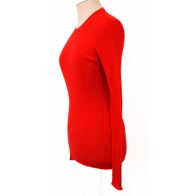 SZ 46 NEW $875 VERSACE Red Wool GOLD LOGO MEDUSA BUTTONS Rib SWEATER KNIT TOP