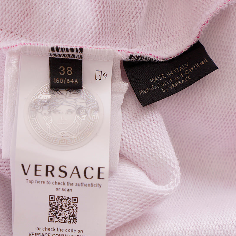 38 NEW $975 VERSACE RUNWAY Woman's PINK TIE DYE Cotton Shoulder Pad SWEATSHIRT