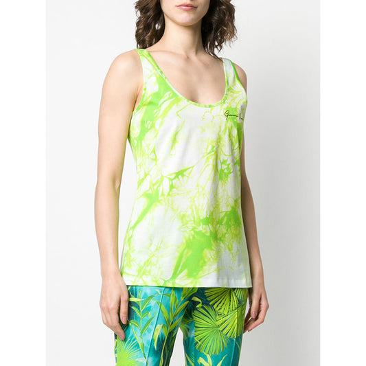 40 NEW $495 VERSACE RUNWAY Jungle Green LIME TIE DYE LOGO Sleeveless TANK TOP