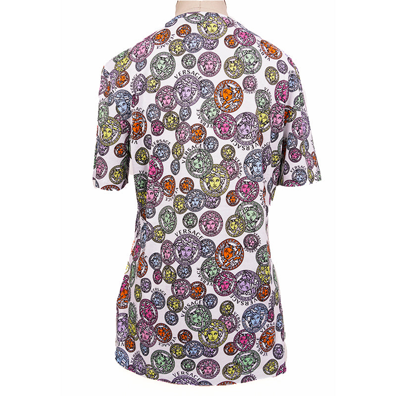 sz 38 NEW $690 VERSACE Woman's White AMPLIFIED MEDUSA LOGO PRINT T-Shirt Tee TOP