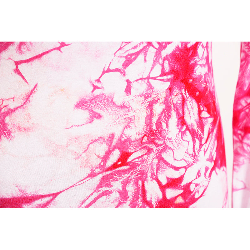 sz 42 NEW $675 VERSACE RUNWAY Pink TIE DYE Signature LOGO Jersey Soft KNIT TOP