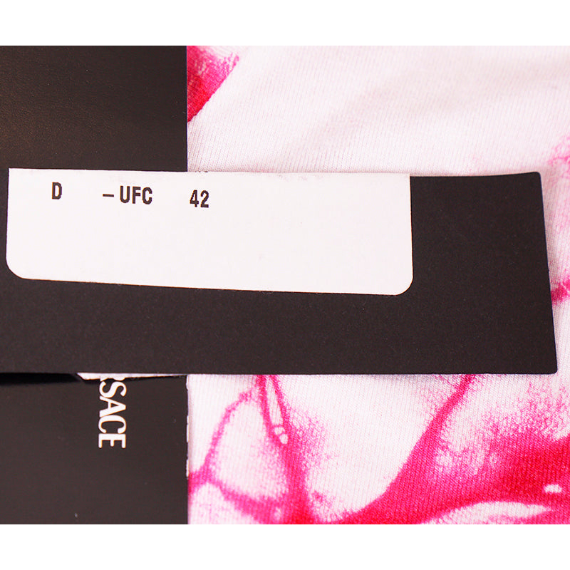 sz 42 NEW $675 VERSACE RUNWAY Pink TIE DYE Signature LOGO Jersey Soft KNIT TOP