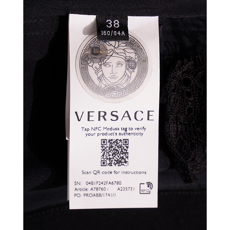 38 NEW $750 VERSACE Blue Floral Roses Silk RUNWAY PRINT Lace BRALETTE CORSET TOP