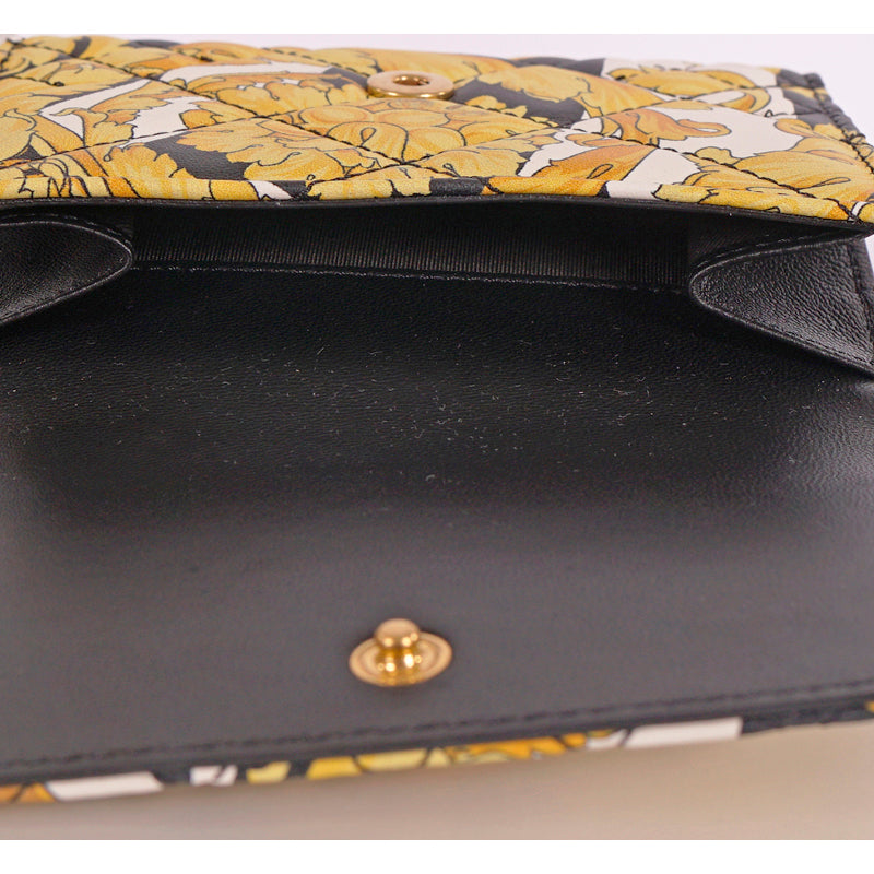 NEW $675 VERSACE Tribute Yellow SAVAGE BAROCCO Quilted Leather FRENCH WALLET NIB