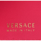 NEW $575 VERSACE Pink Leather Barocco BAROQUE V VIRTUS LOGO Tri-fold WALLET NIB