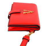 NEW $850 VERSACE Red Leather Gold Barocco V LOGO VIRTUS PHONE HOLDER WALLET NIB