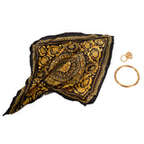 NEW  VERSACE Gold BARROCCO SILK SCARF Brass MEDUSA HOOP Pierced EARRINGS NIB