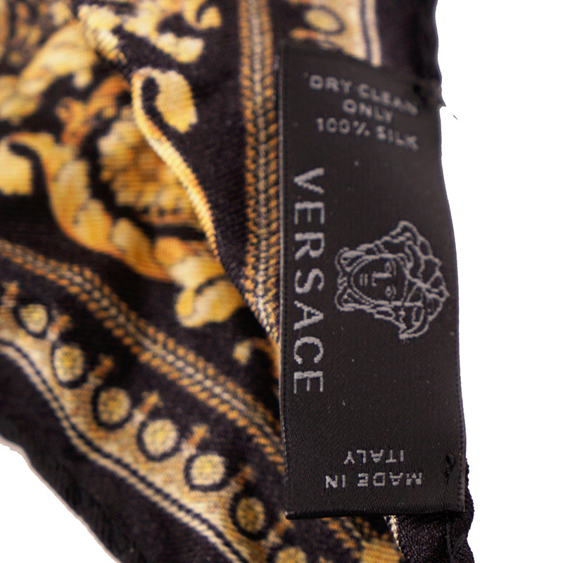 NEW  VERSACE Gold BARROCCO SILK SCARF Brass MEDUSA HOOP Pierced EARRINGS NIB