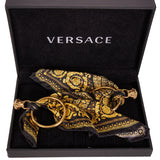 NEW  VERSACE Gold BARROCCO SILK SCARF Brass MEDUSA HOOP Pierced EARRINGS NIB