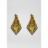 NEW  VERSACE Gold BARROCCO SILK SCARF Brass MEDUSA HOOP Pierced EARRINGS NIB