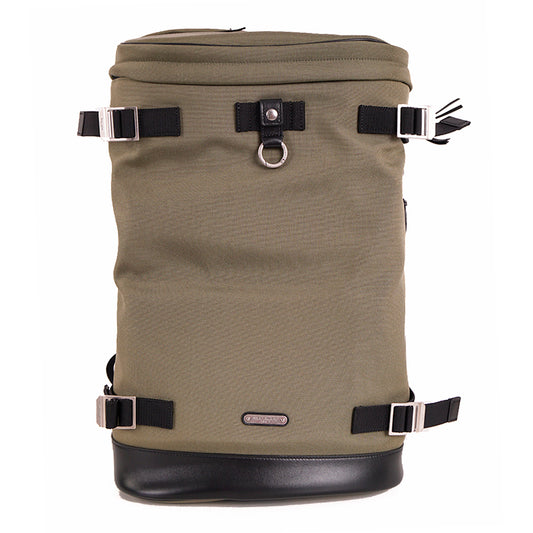 NEW $1090 SAINT LAURENT Army Khaki Green RIVINGTON Black Leather BACKPACK BAG