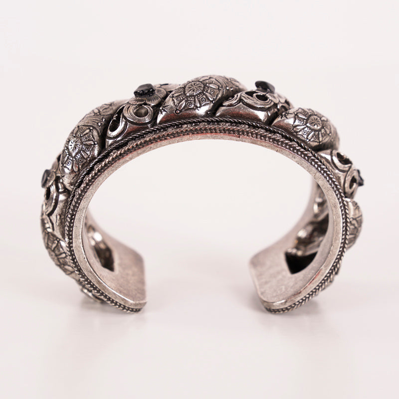 NEW $995 SAINT LAURENT Marrakech Black AGATE Antique AGED FINISH CUFF BRACELET