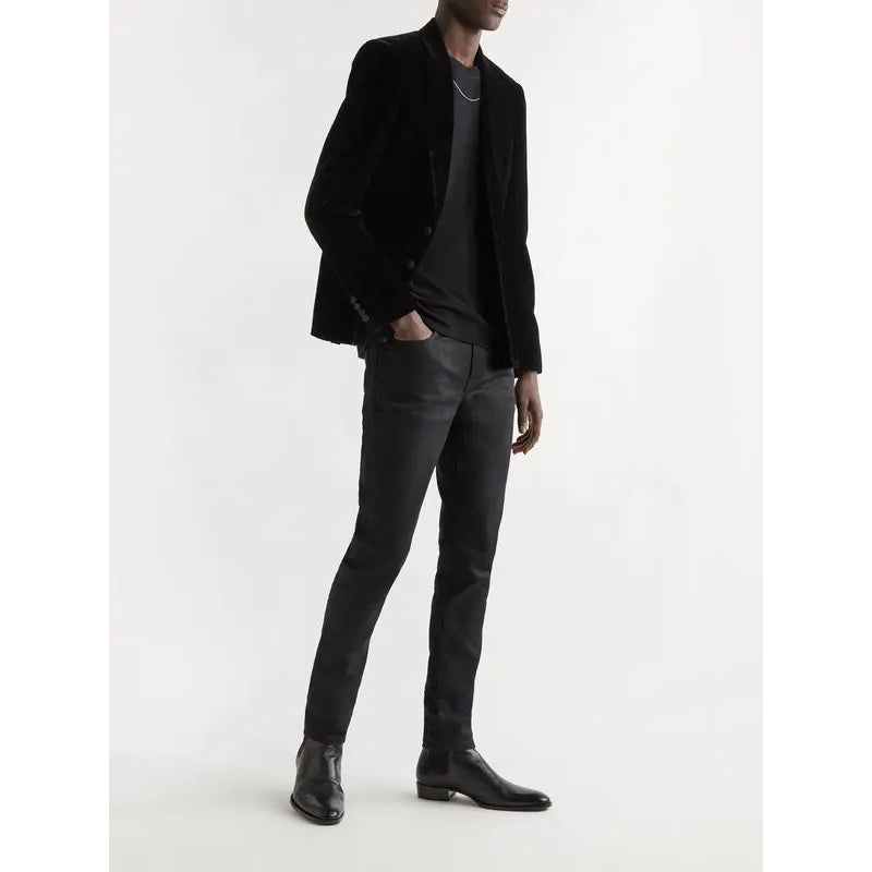 50 NEW $2350 SAINT LAURENT Men's Black Cotton Two-Button Velvet VELVETEEN JACKET