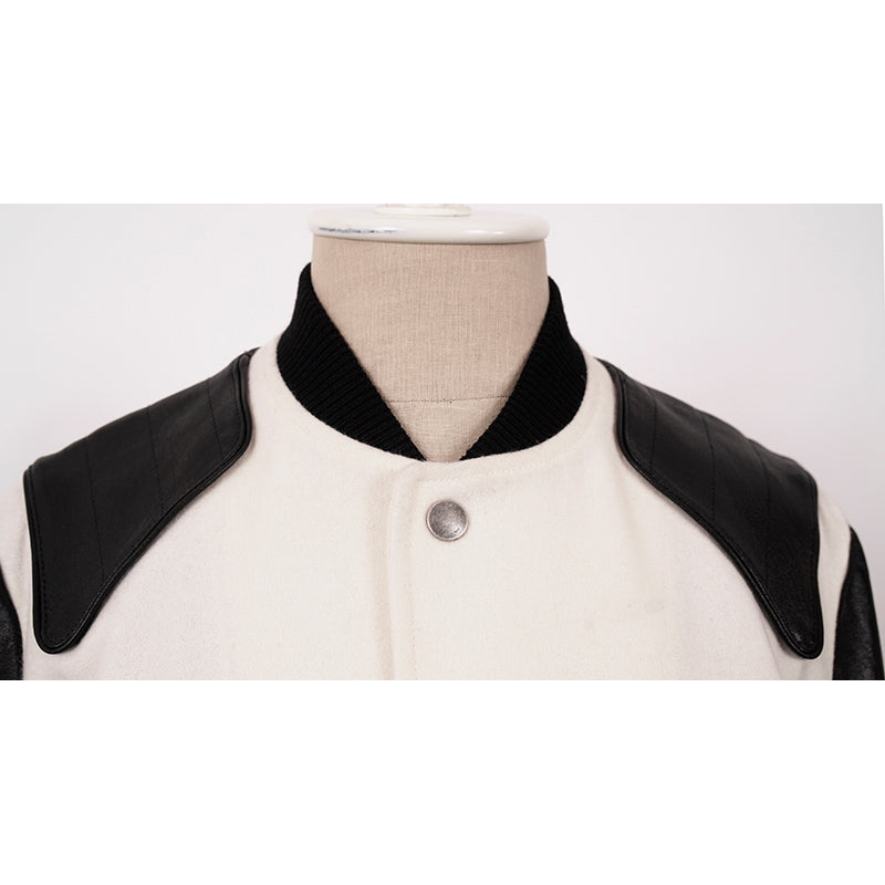 SZ 36 NEW $3,870 SAINT LAURENT Woman's HEAVEN LEATHER SLEEVE Bomber TEDDY JACKET