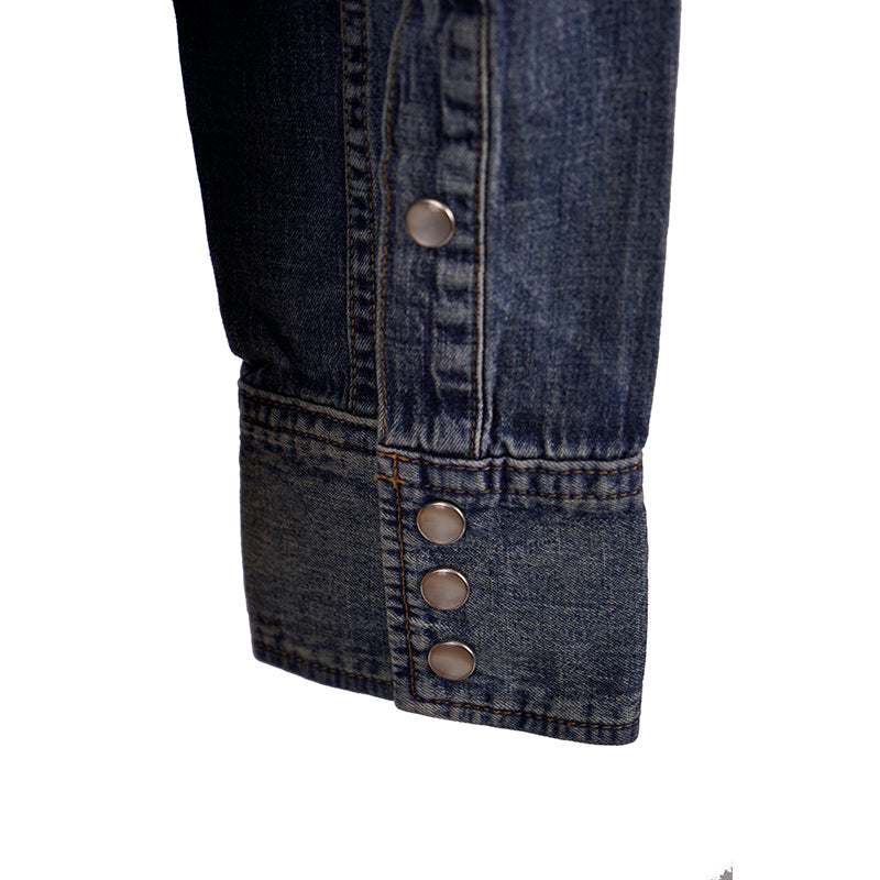 sz M NEW $750 SAINT LAURENT Vintage Blue JAPAN DENIM Classic WESTERN Style SHIRT