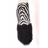 36 XS NEW $3290 SAINT LAURENT RUNWAY Black White Zebra Prnt Leather FX FUR SKIRT