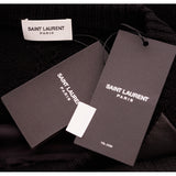 sz M NEW $1,790 SAINT LAURENT Men's Black LEATHER & Wool Cashmere Knit SWEATER