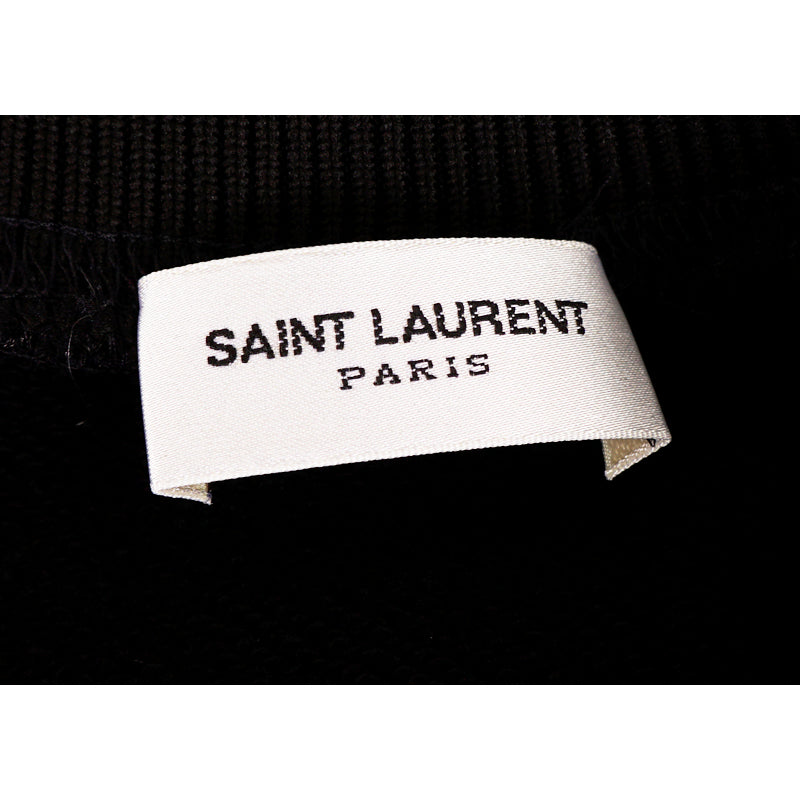 XS NEW $850 SAINT LAURENT Men's Black Shiny LACQUERED Coated Cotton SWEATSHIRT