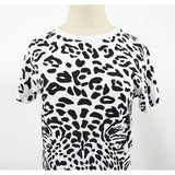 sz XS NEW $590 SAINT LAURENT White BLACK FELINE CHEETAH PRINT Cotton T-Shirt TOP