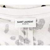 sz XS NEW $590 SAINT LAURENT White BLACK FELINE CHEETAH PRINT Cotton T-Shirt TOP