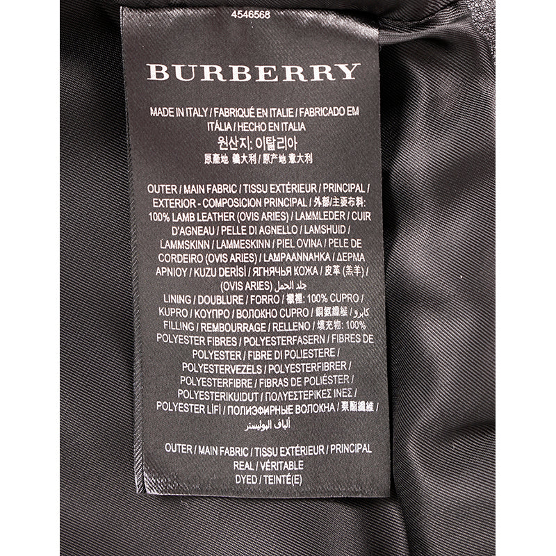 SZ 38 NEW $3,795 BURBERRY Black Leather CHEVRON Panelled Military Gothic JACKET