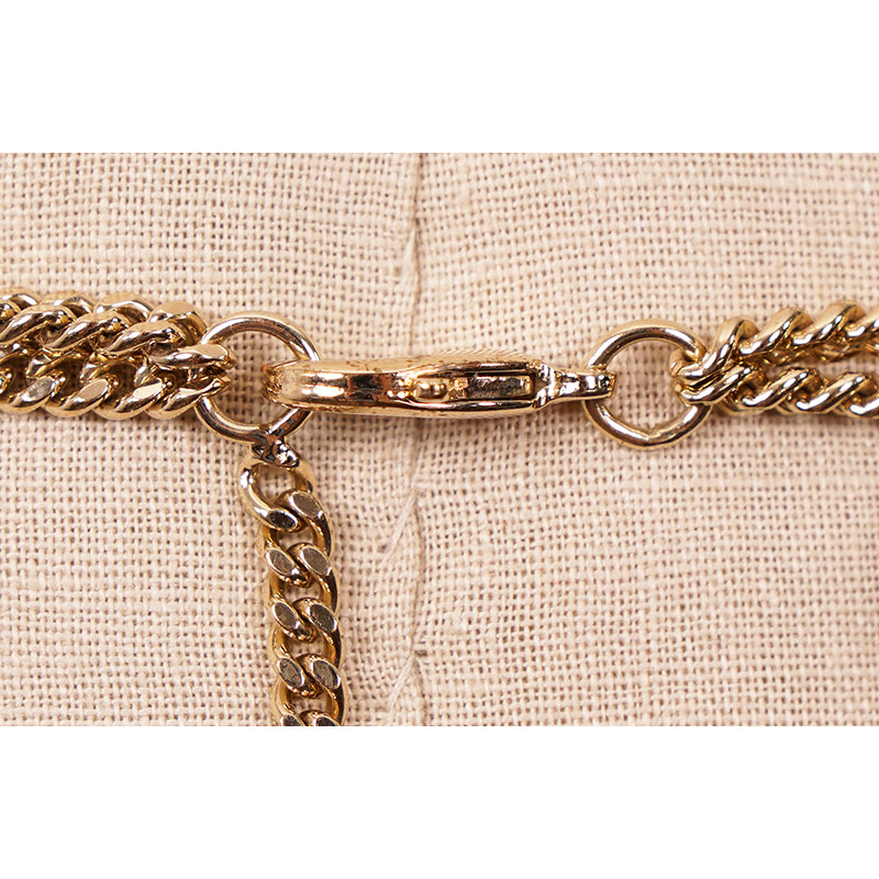 SZ 46 NEW $890 ROBERTO CAVALLI Gold Tone Chain FLORAL Enameled Flower BELT