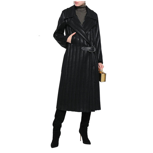 SZ 40 4 NEW $3,850 ROBERTO CAVALLI Runway Long Black DAMASK Striped Wool COAT