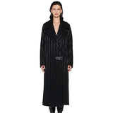 SZ 40 4 NEW $3,850 ROBERTO CAVALLI Runway Long Black DAMASK Striped Wool COAT